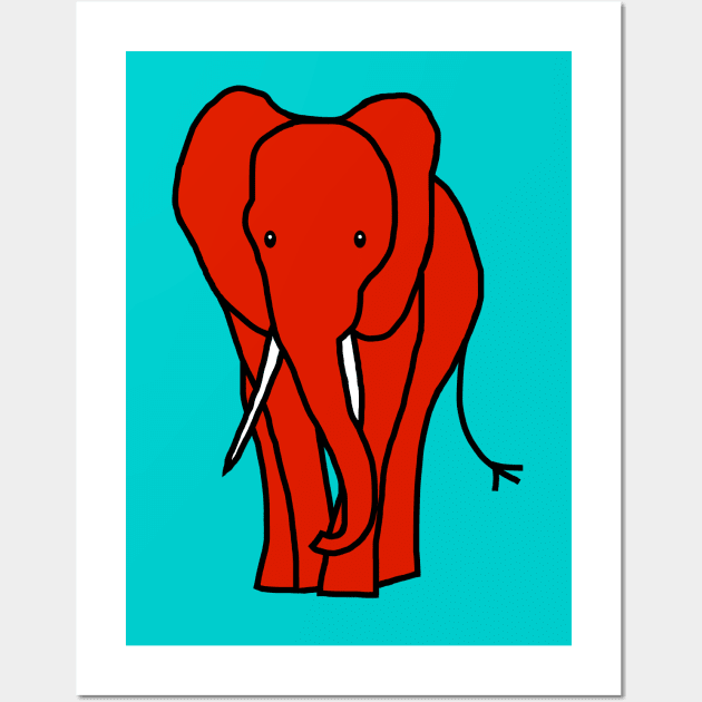 Red Elephant Minimal Line Drawing Wall Art by ellenhenryart